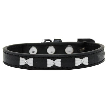 MIRAGE PET PRODUCTS White Bow Widget Dog CollarBlack Size 12 631-6 BK12